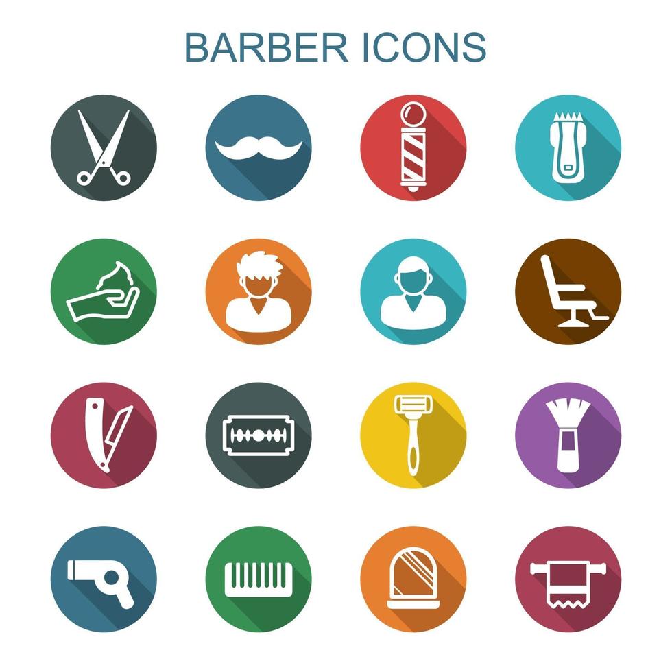 iconos de la larga sombra de peluquero vector