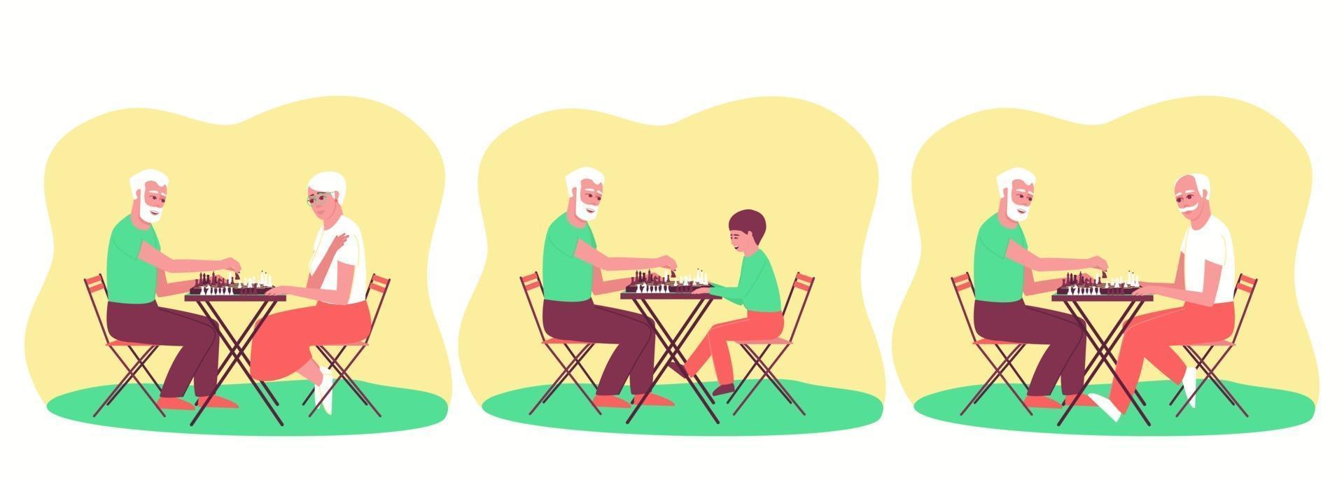 Set of people playing chess vector