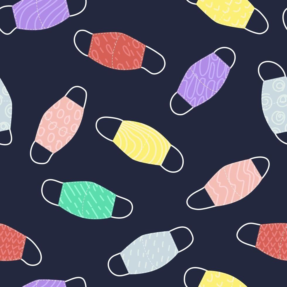 Seamless pattern of multicolored cloth masks vector