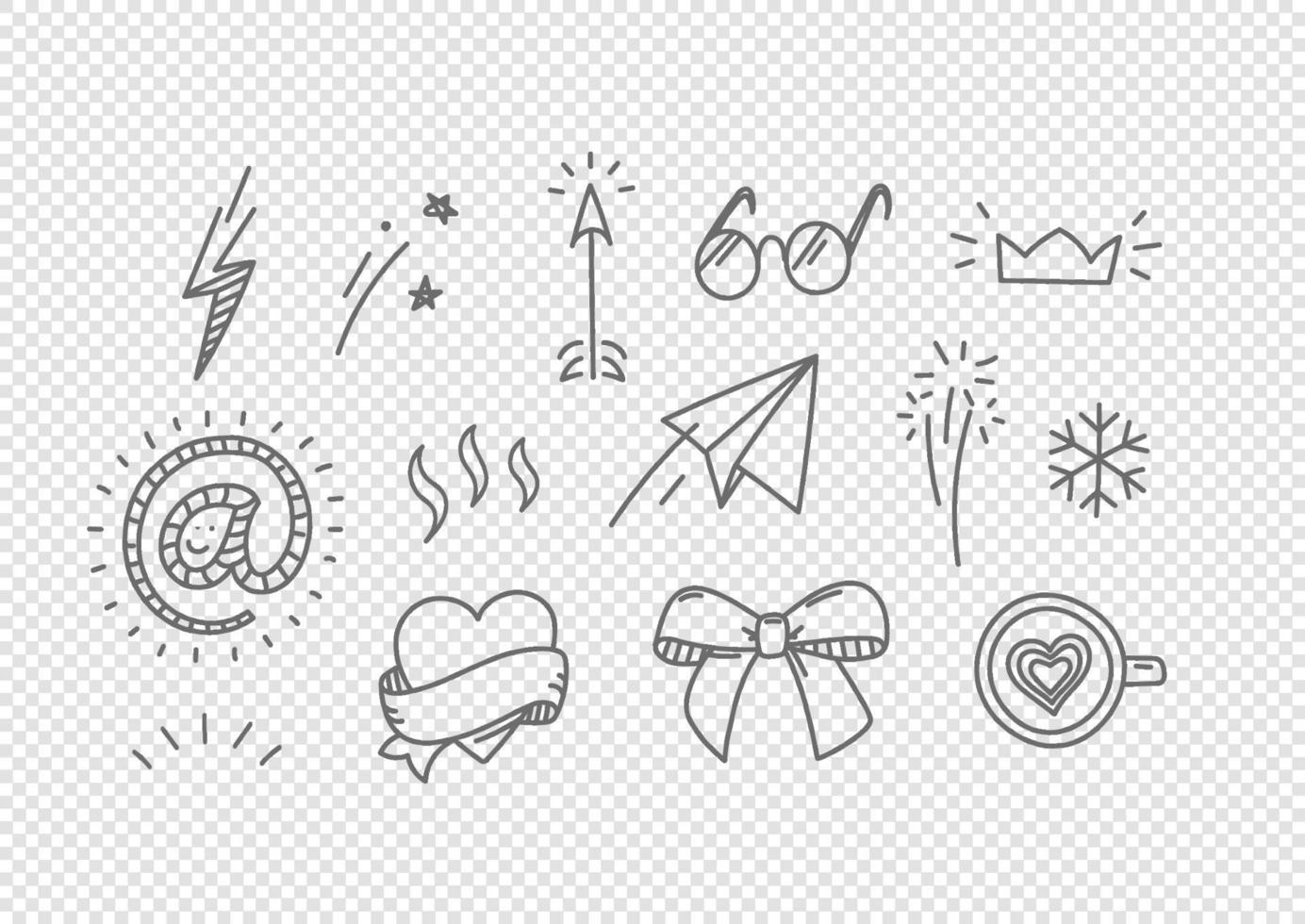 Vector hand drawn doodle style elements isolated