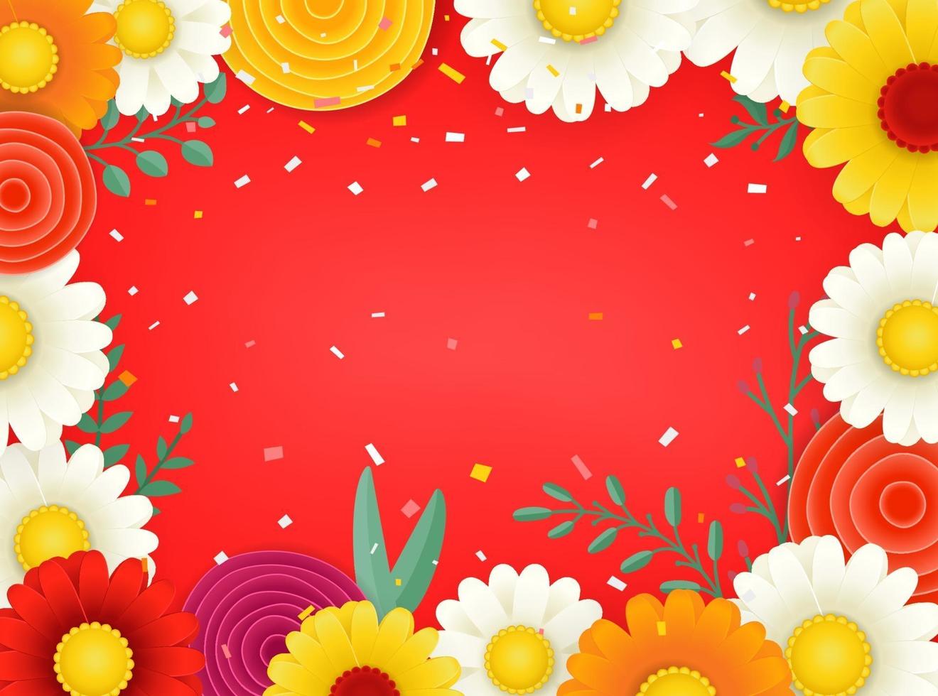 Vector frame with color flowers. Copy space for a text