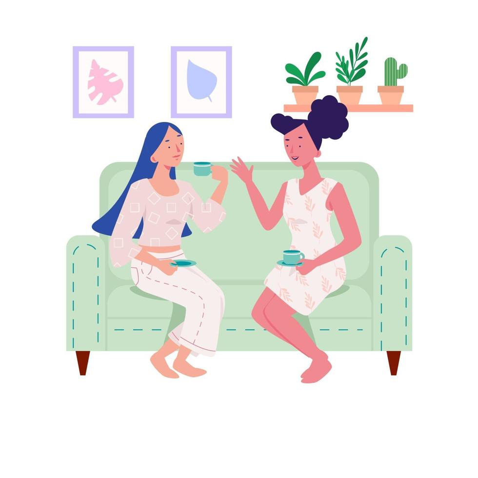 Two Girls Talking to Each Other vector