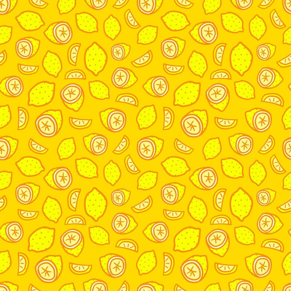 Seamless pattern with yellow lemon. Vector background