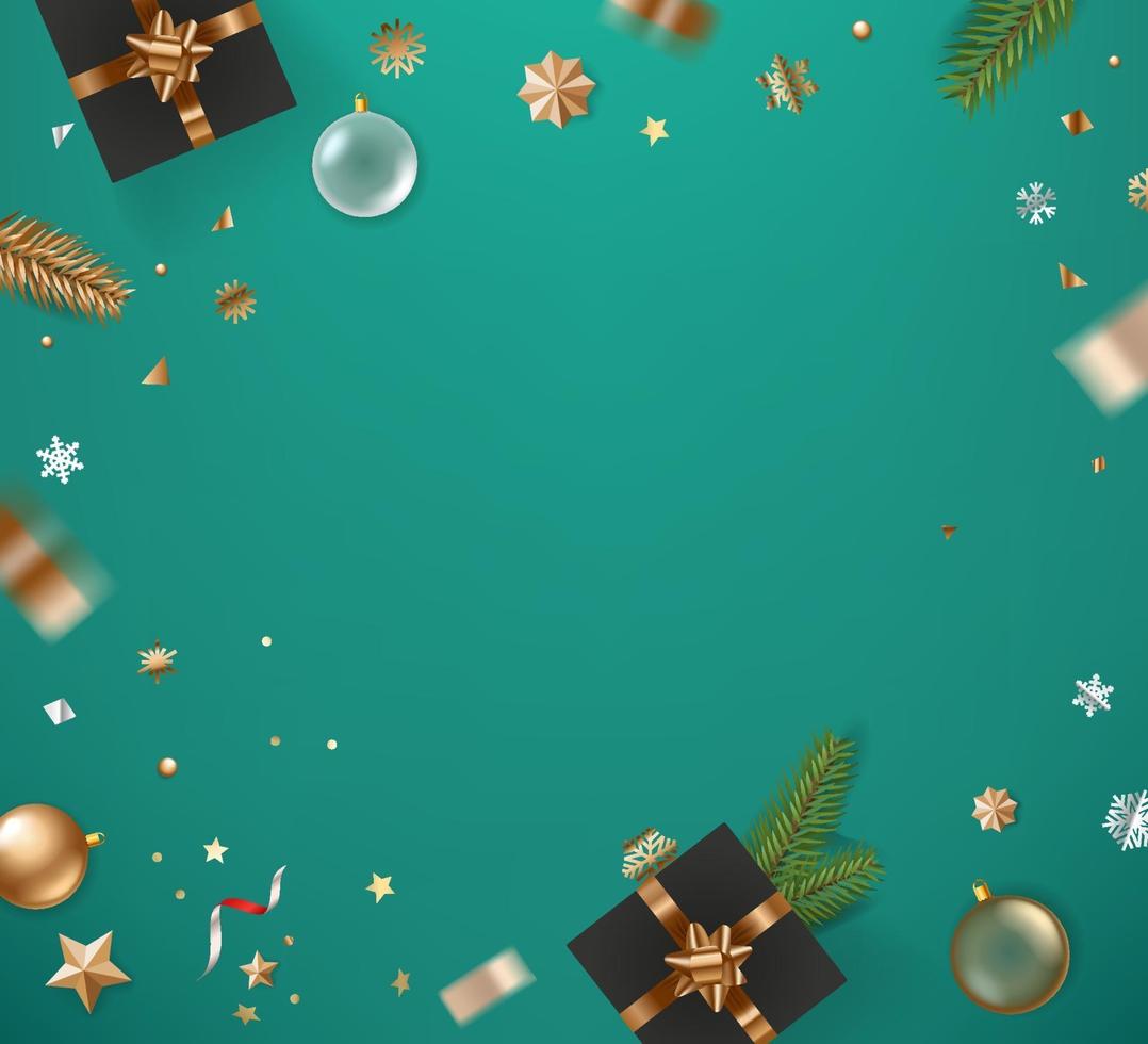 Winter holidays accessories with golden confetti on a table vector