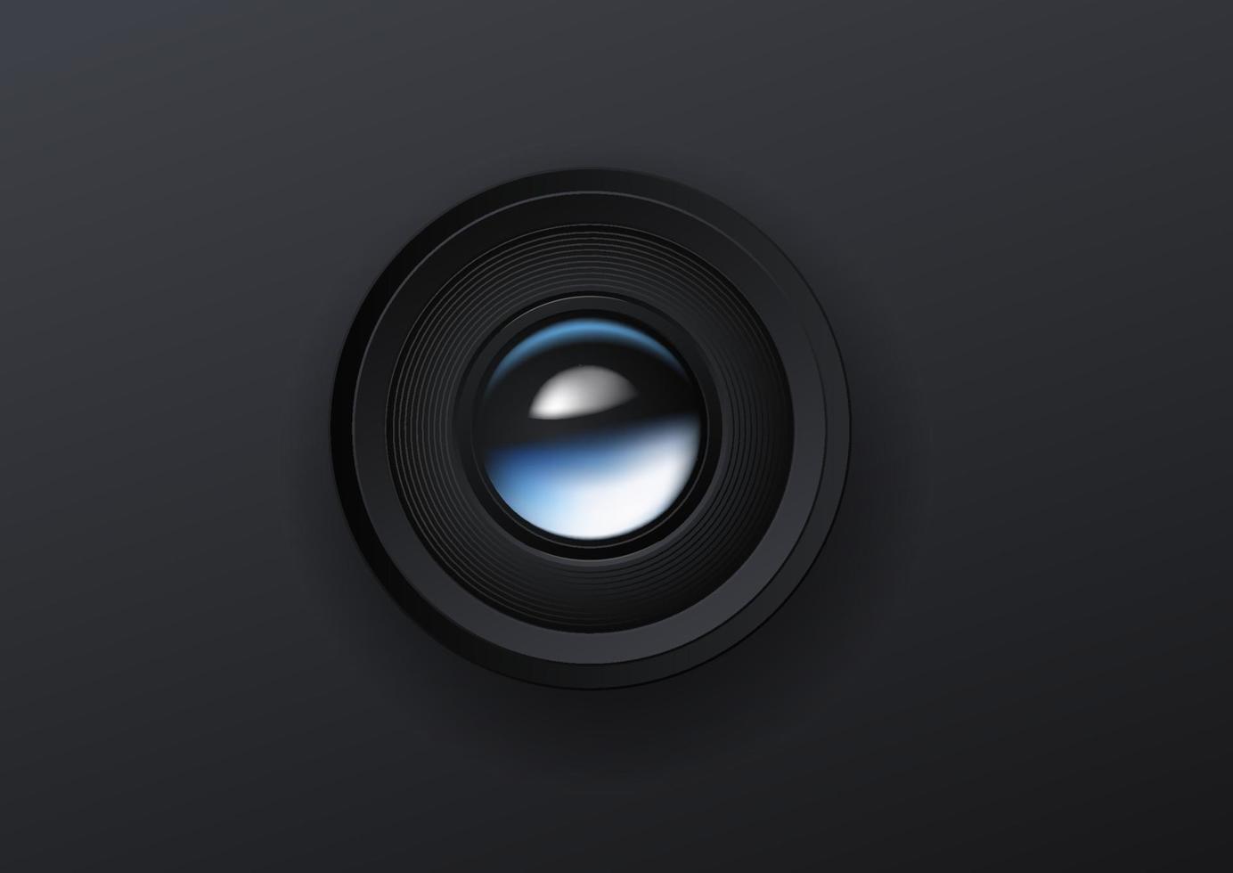 Photo camera lens vector illustration on dark background