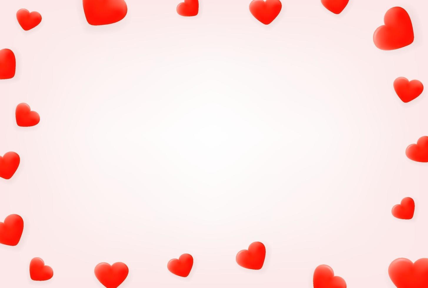 Wallpaper frame with red hearts vector