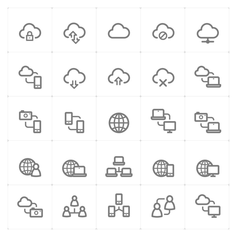 Network and Connectivity line icons. Vector illustration on white background.