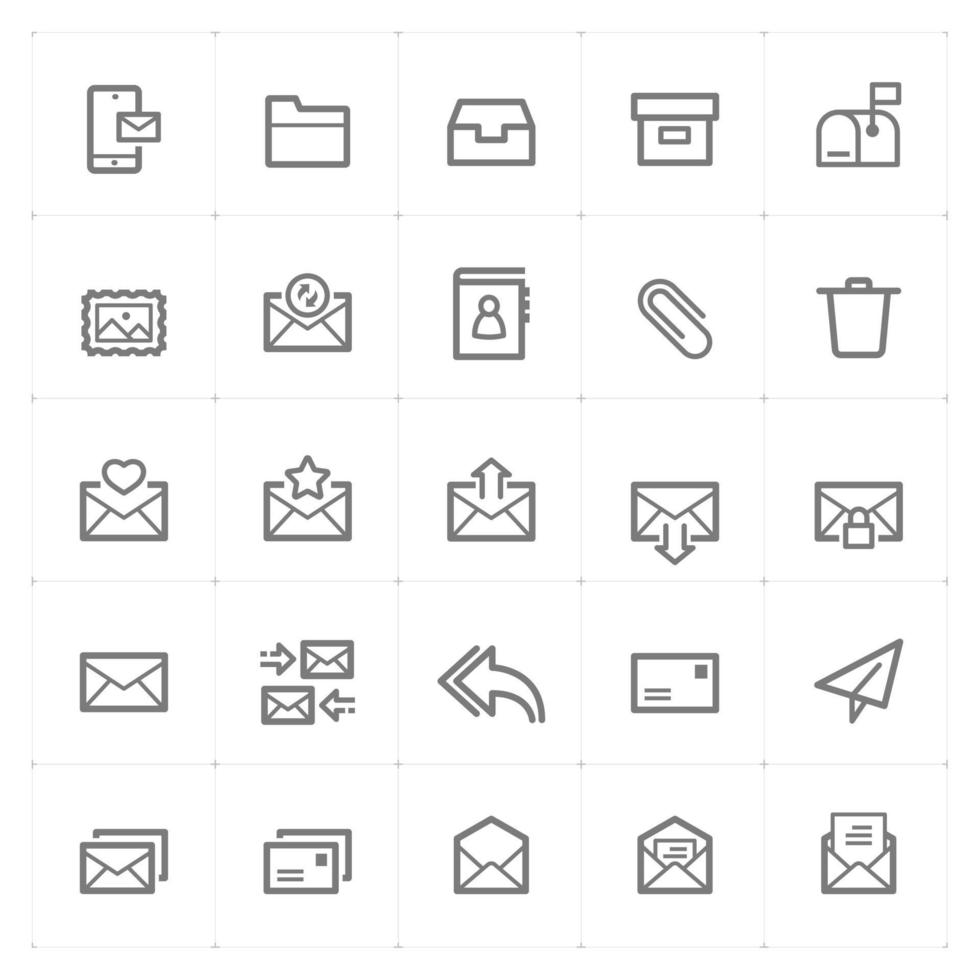 Email and Letter line icons. Vector illustration on white background.