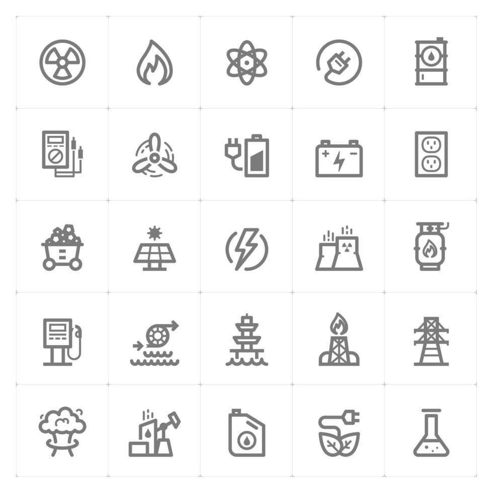 Energy and Power line icons. Vector illustration on white background.