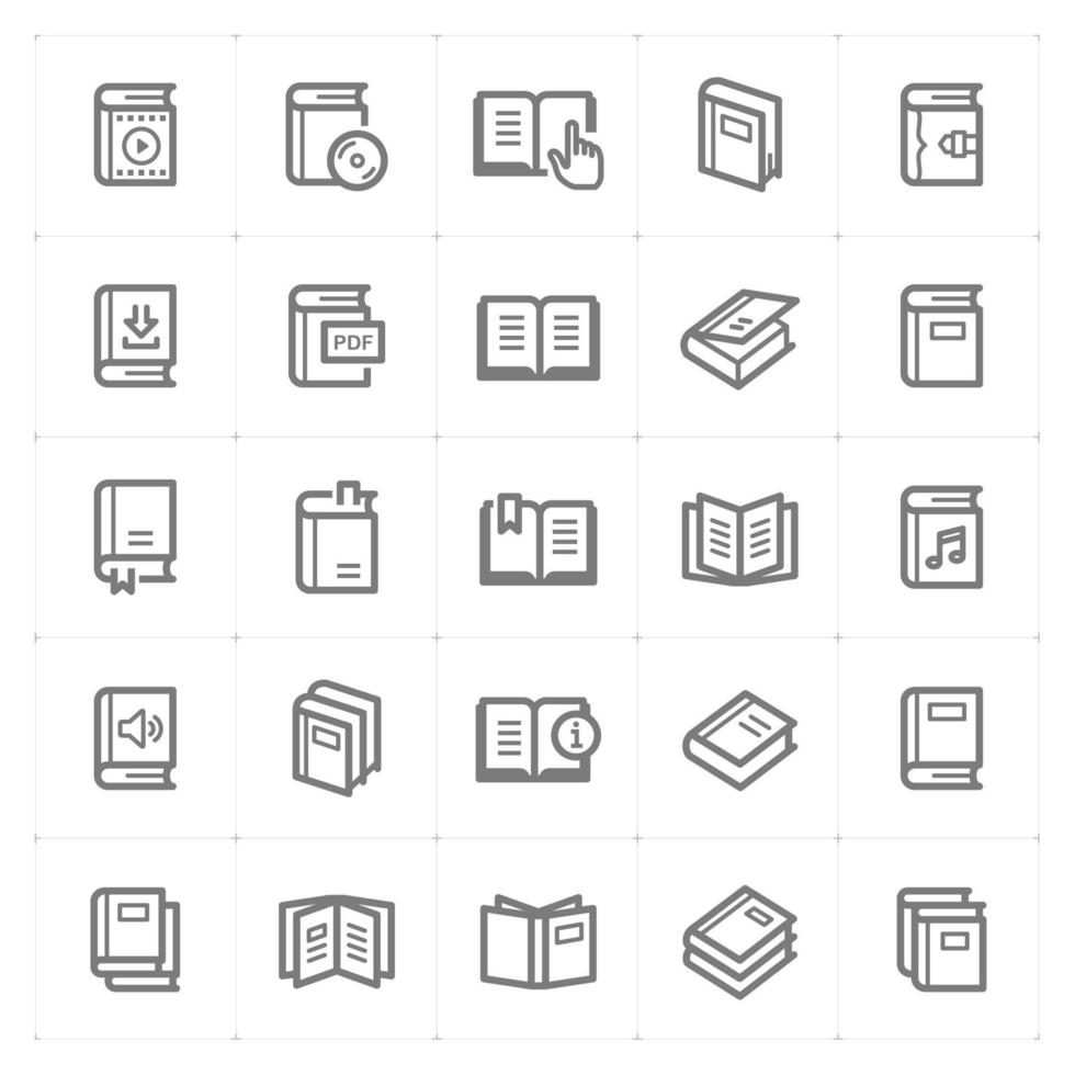 iconos de línea de libro. Ilustración vectorial sobre fondo blanco. vector