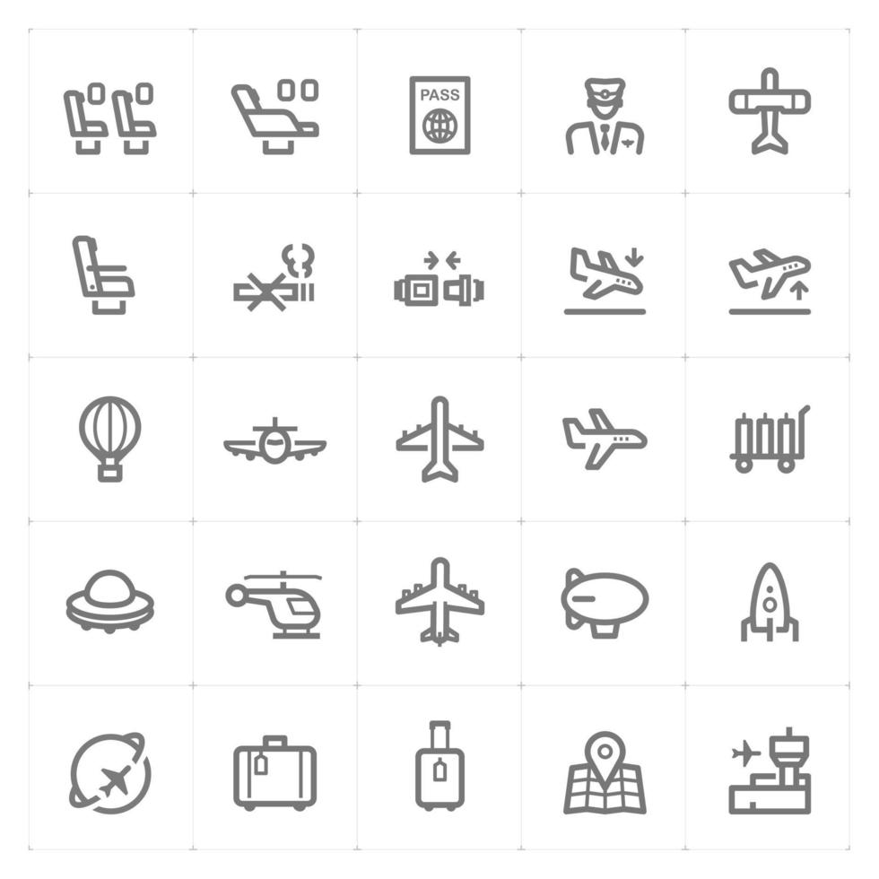 Airplane and Airport line icons. Vector illustration on white background.