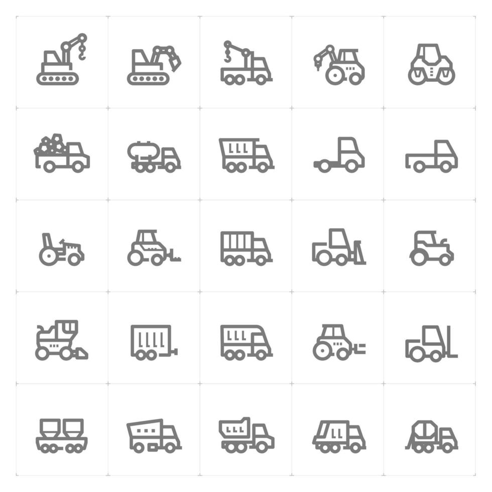 Construction Machine line icons. Vector illustration on white background.