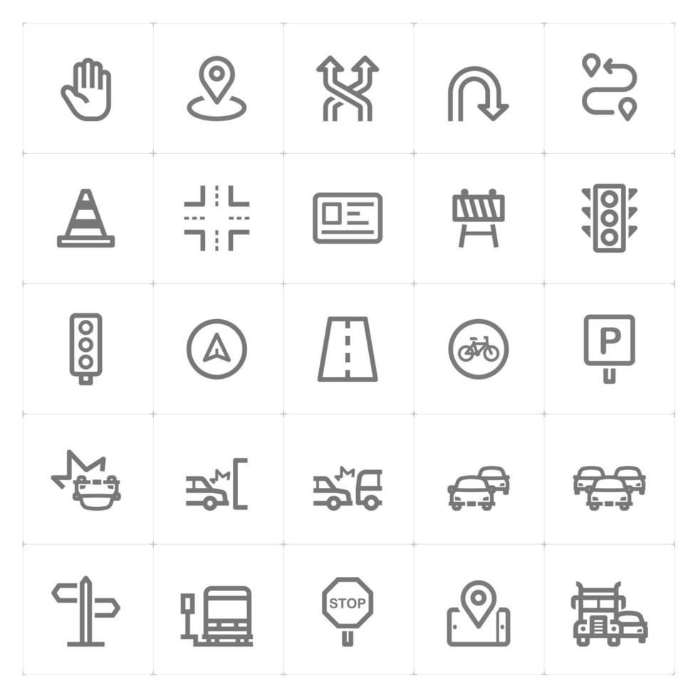 Traffic and Accident line icons. Vector illustration on white background.