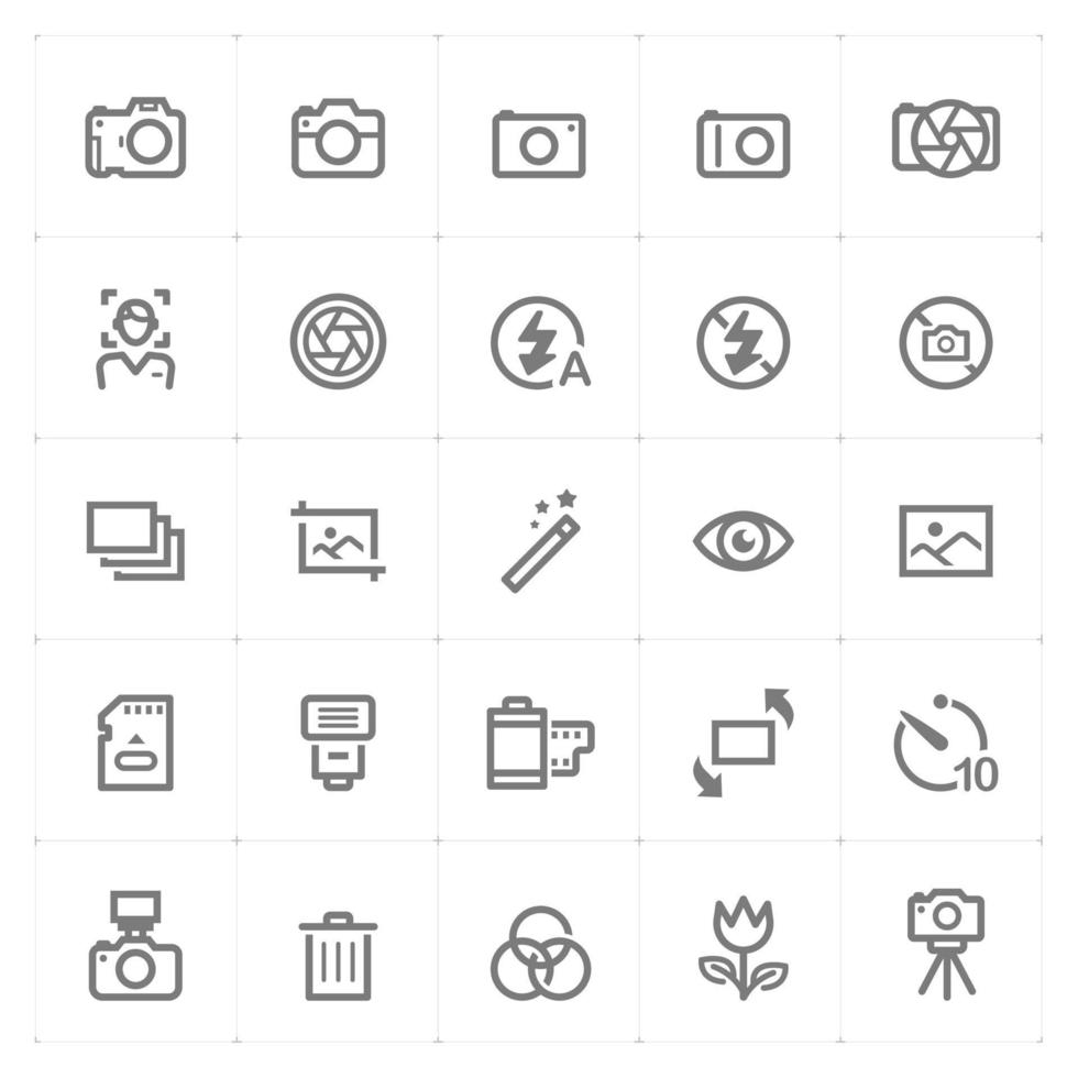 Camera and Photograph line icons. Vector illustration on white background.