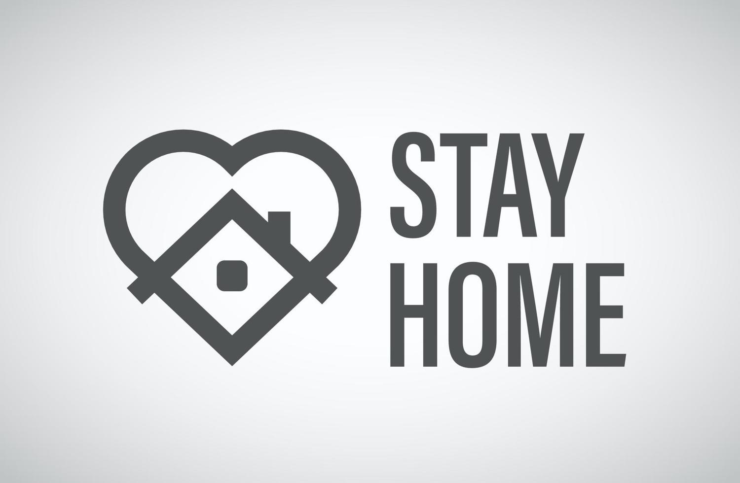 Stay home vector logo. Coronavirus protection campaign logo with heart and house