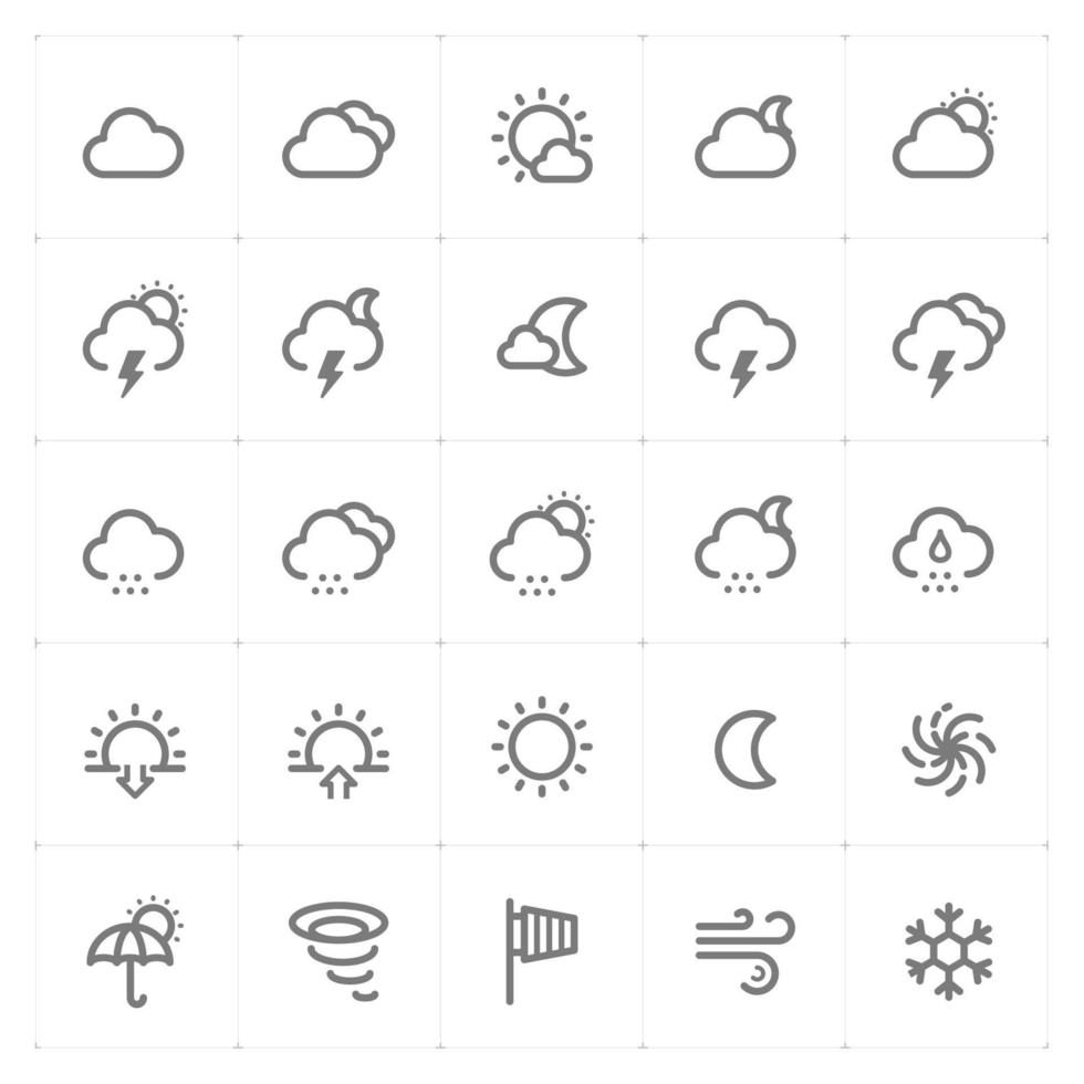 Weather and Forecast line icons. Vector illustration on white background.