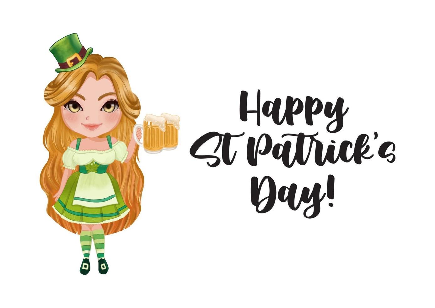 St.Patrick's Girl in Irish Outfit vector