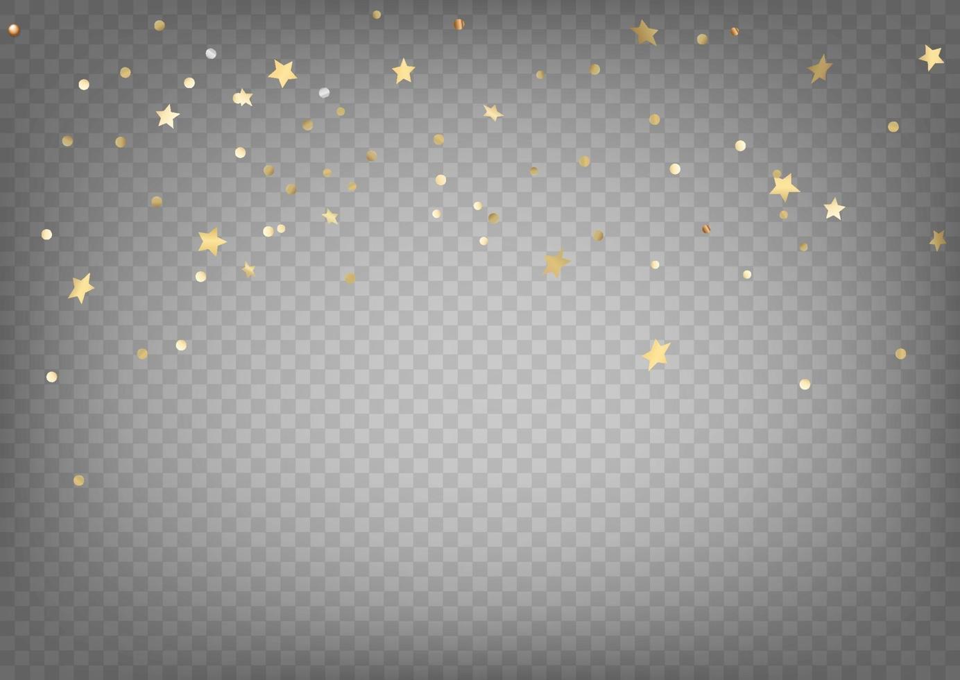 clipart de vector de confeti dorado. Confeti de oro volador de lujo y estrellas aisladas sobre fondo transparente