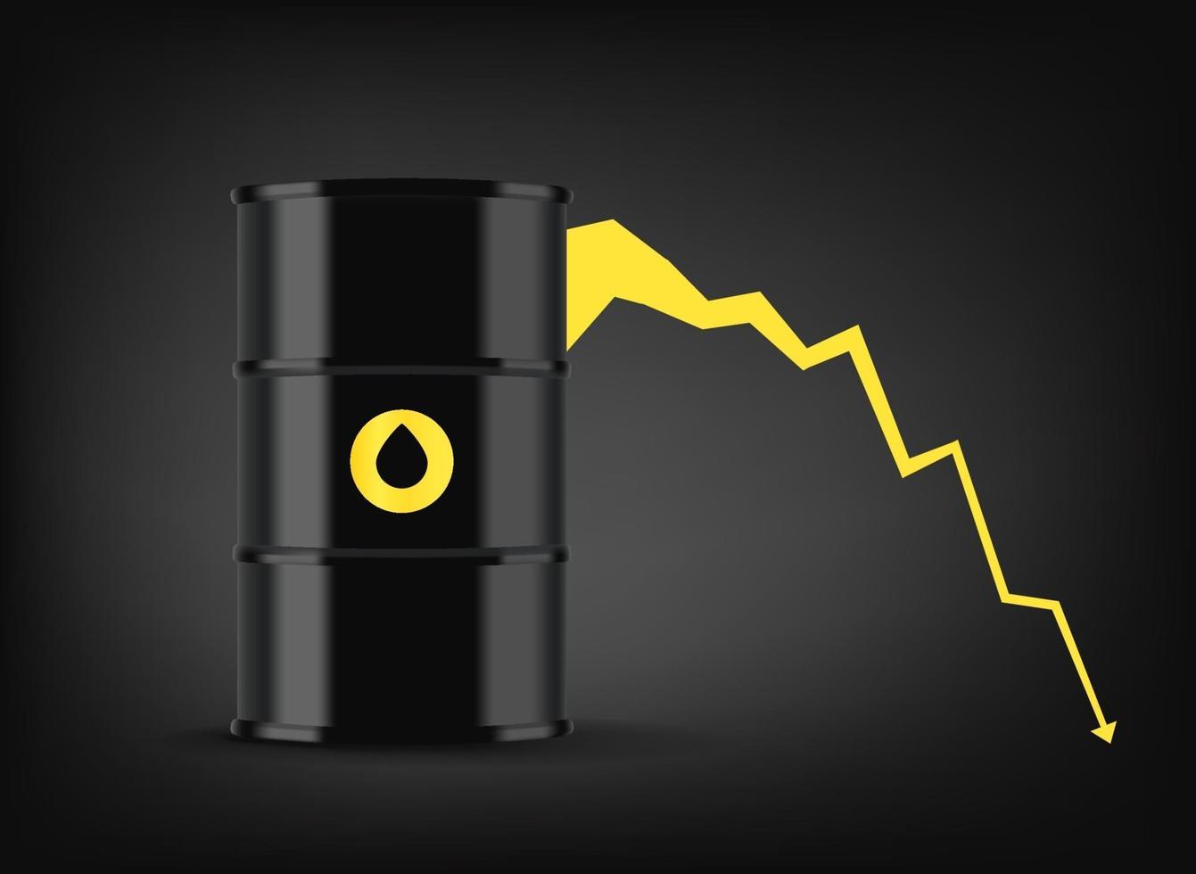 Oil price graphic. Black metal barrel with oil vector