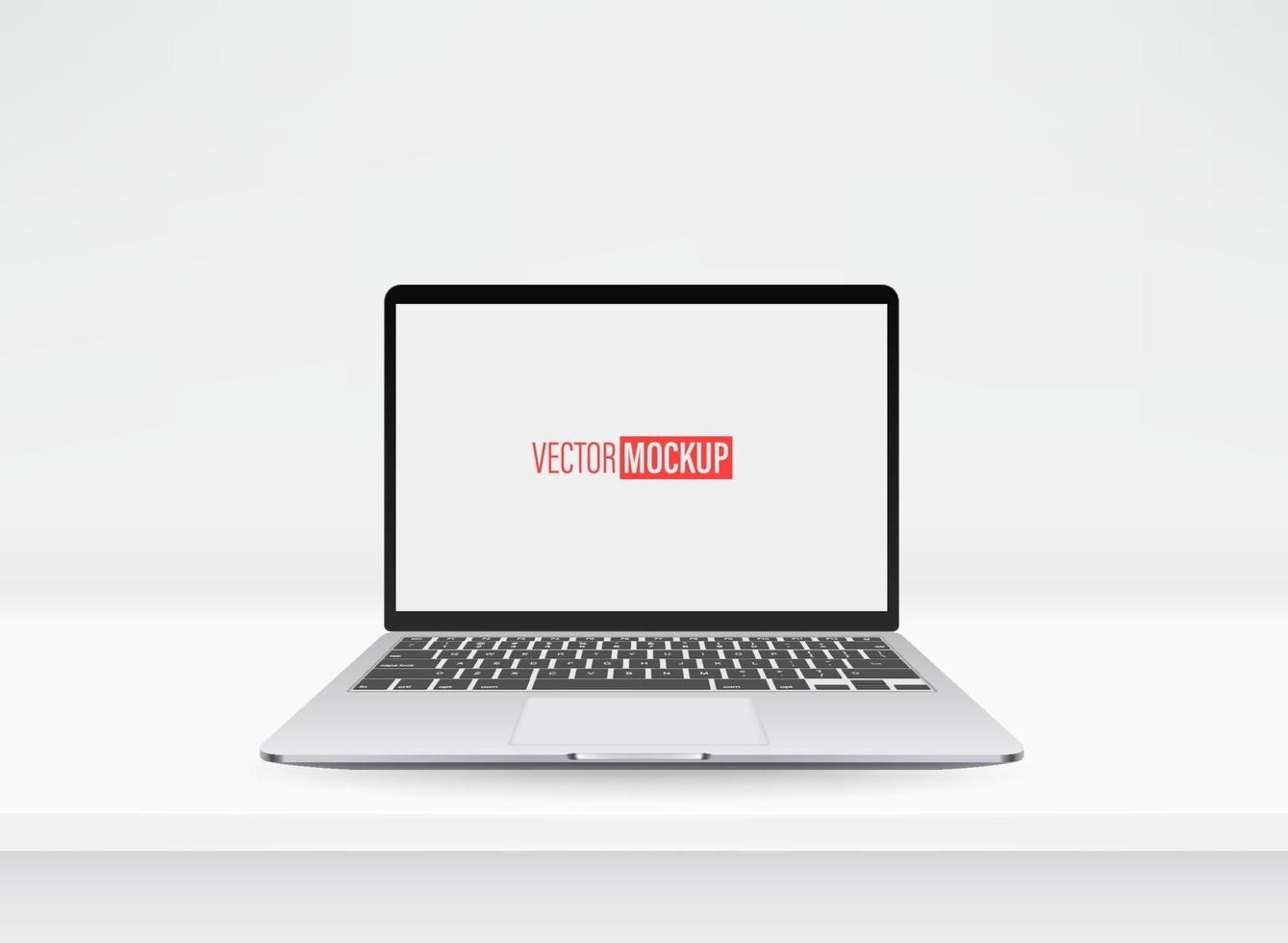 Vector mockup with modern laptop on a table