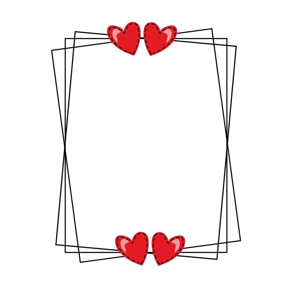 Square Frame With Hearts in Doodle Style vector