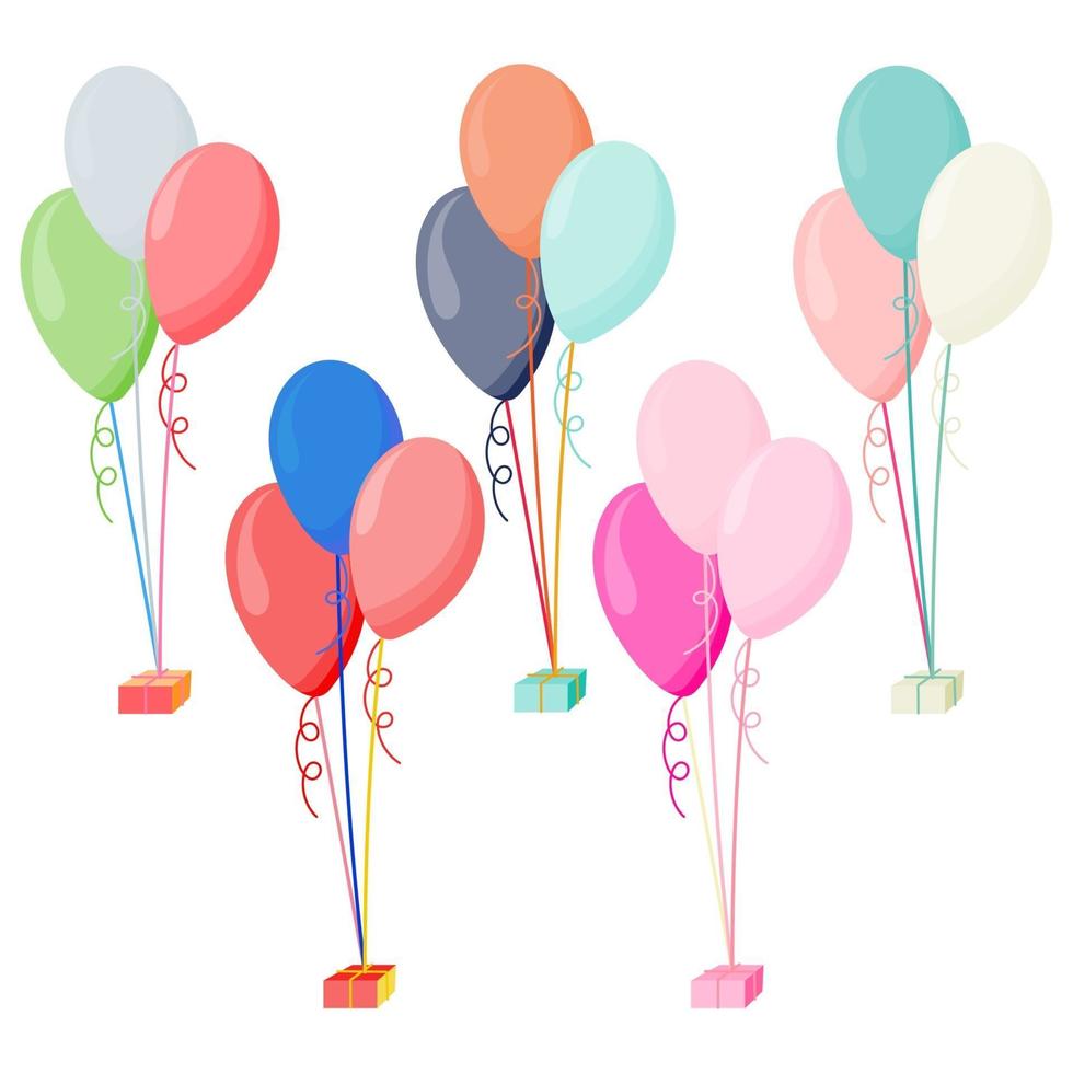 Color Glossy Helium Balloons Isolated on Transparent Background. Party decorations for birthday, anniversary, celebration vector