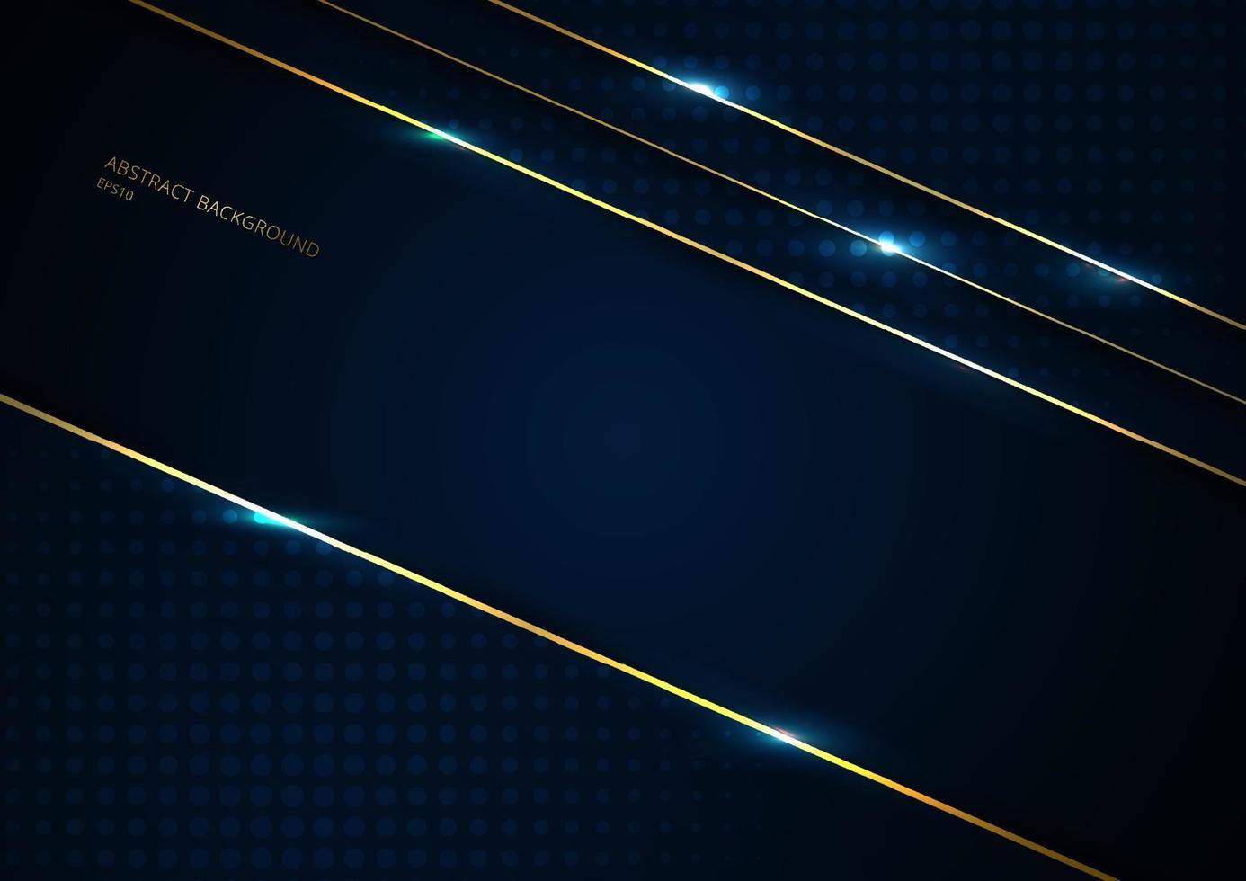 Abstract template dark blue background geometric triangle shape with gold lines stripe with space for your text. vector