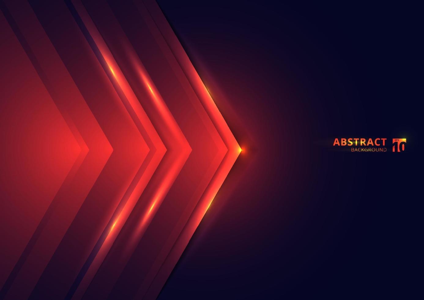Abstract technology concept red lights triangle on dark background with space for you text. vector