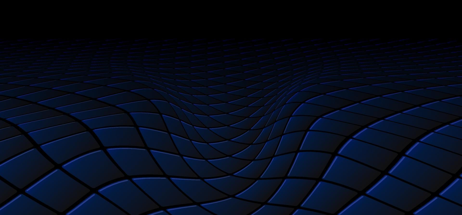 Abstract technology concept black and blue square pattern wave perspective background and texture vector