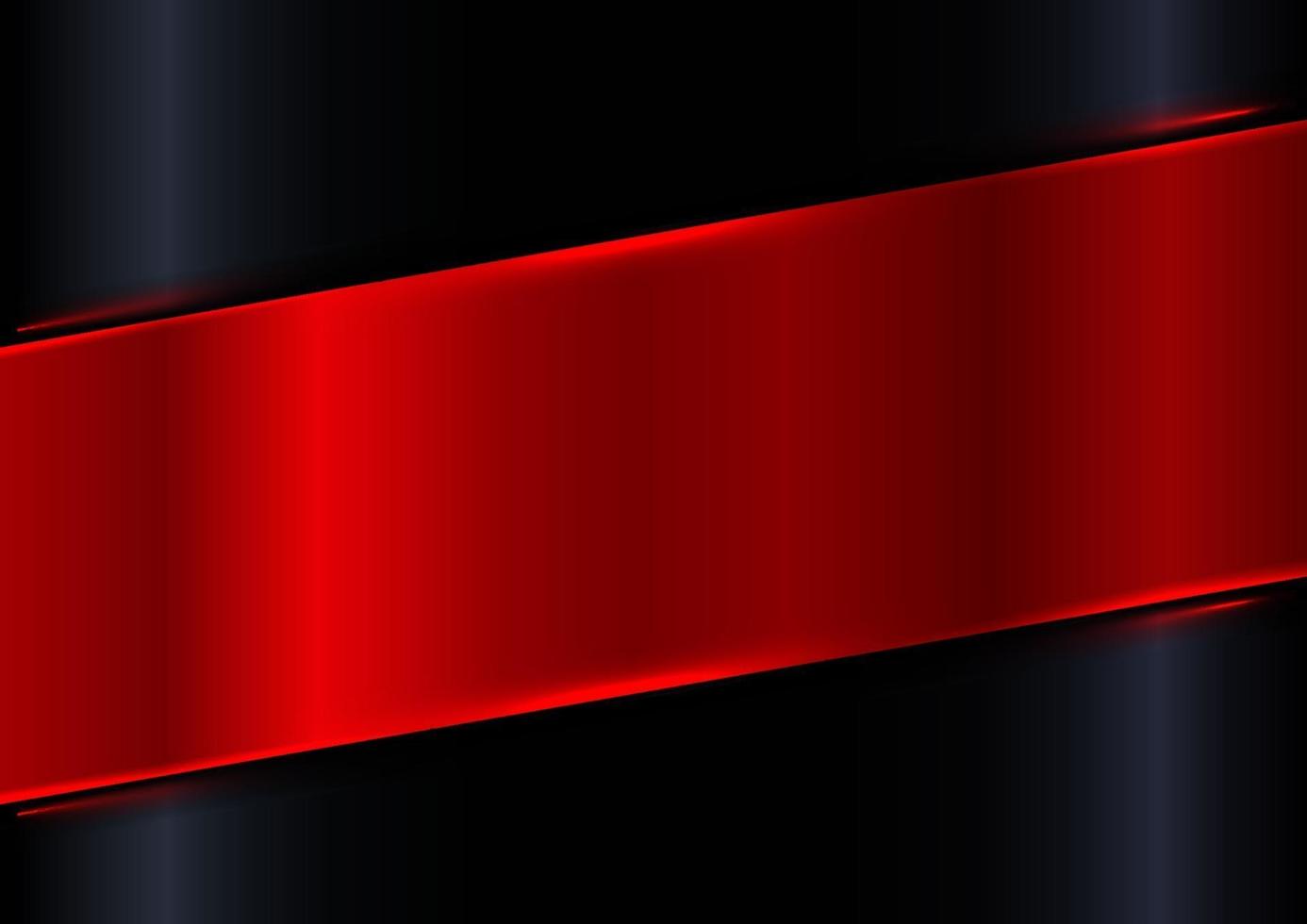 Placa diagonal brillante roja abstracta sobre fondo negro brillante degradado con efecto de iluminación láser rojo vector