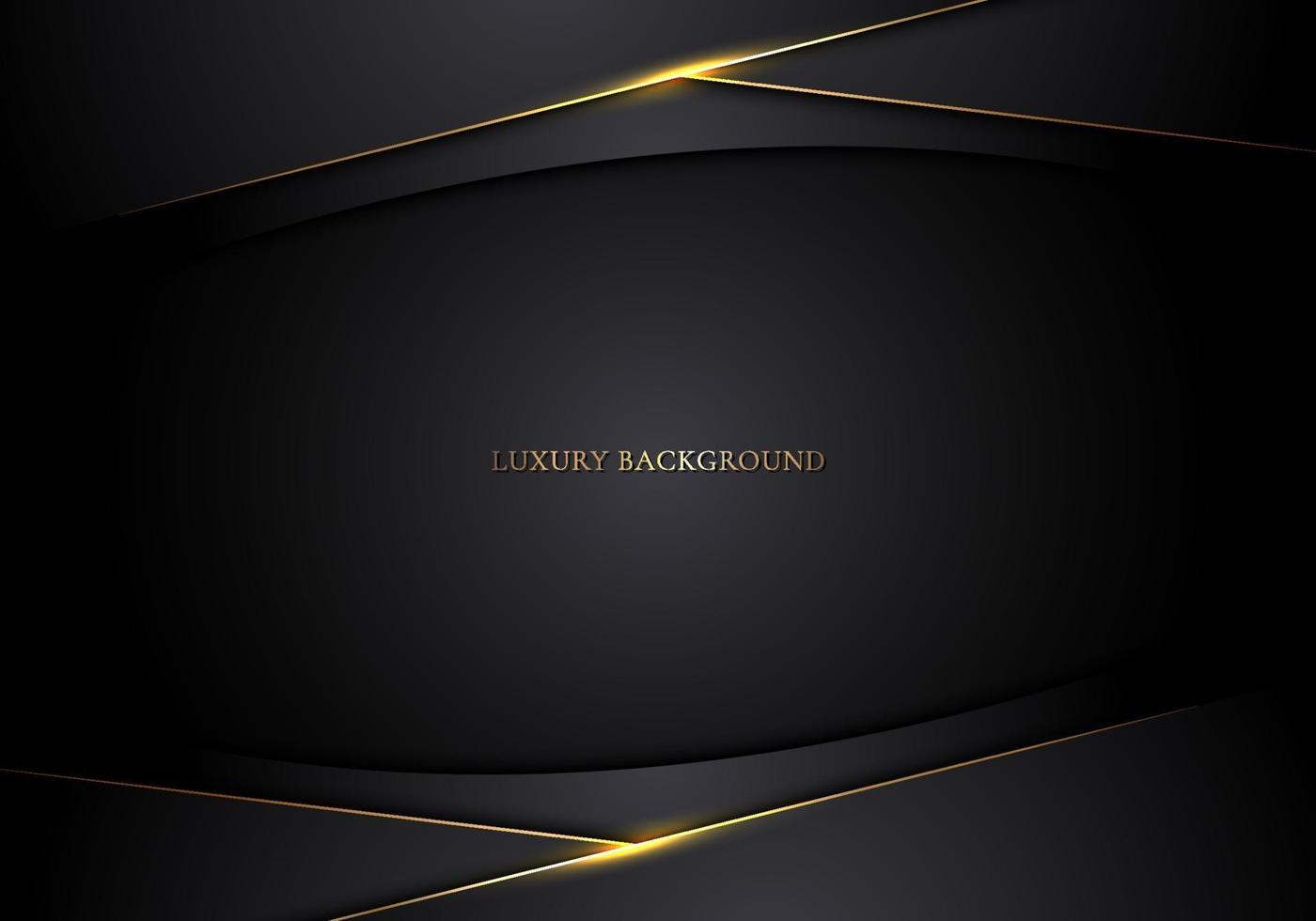 Abstract modern template 3D black stripes with golden lines on dark background vector