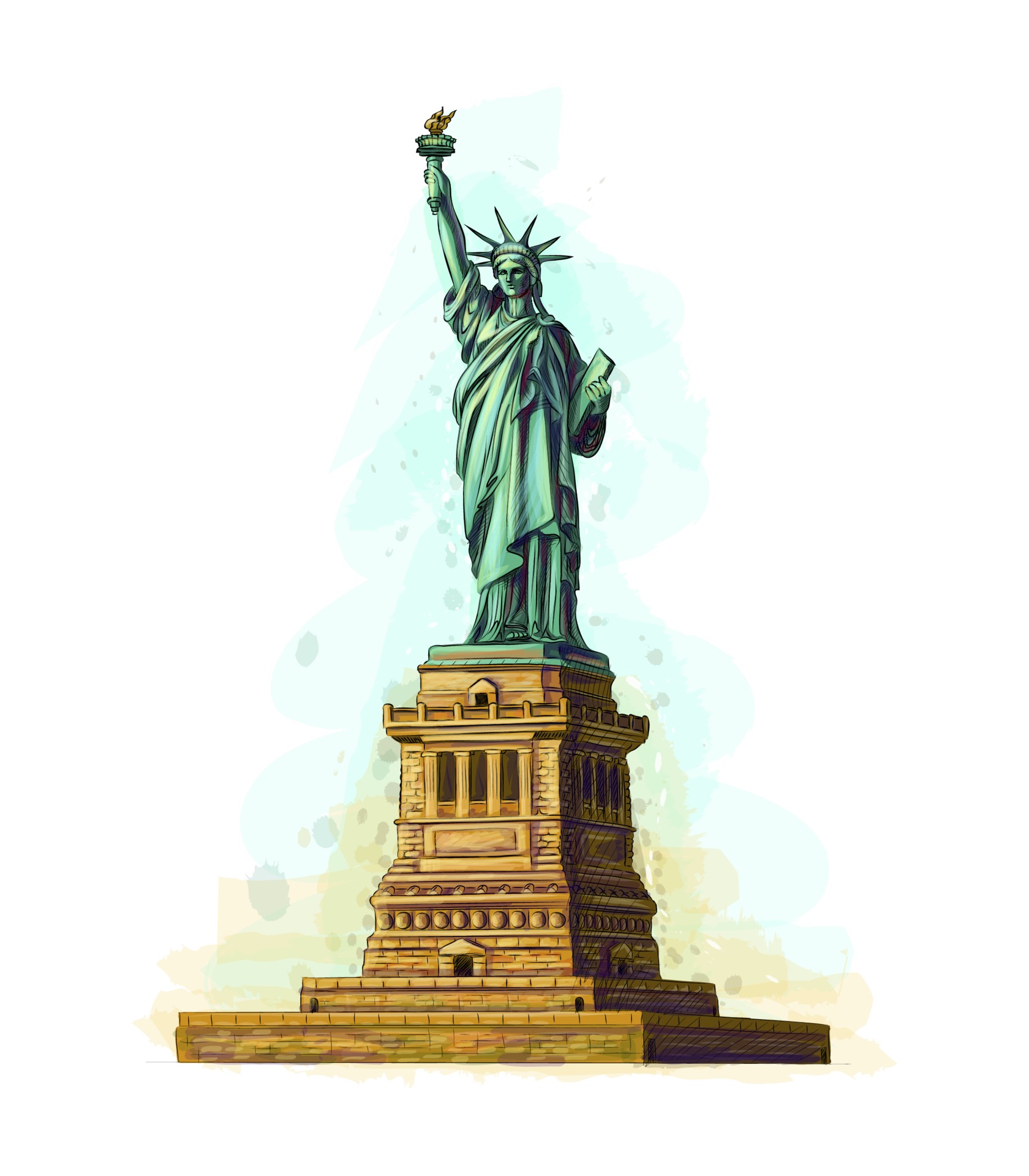 Hand drawn Statue of Liberty design on a white background. Vector