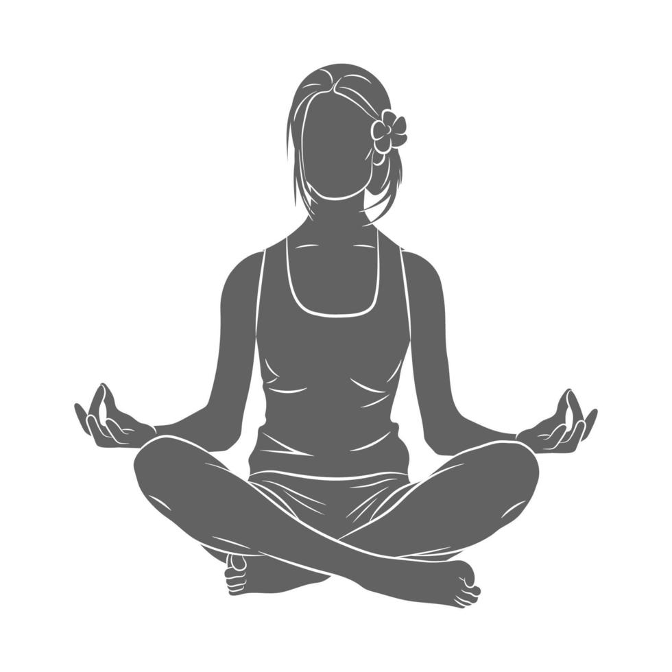 Woman meditating. Lotus yoga pose Fitness. Vector illustration