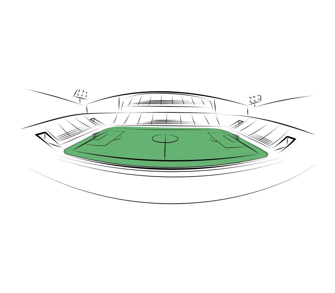 Sports stadium on white background. Hand drawn. Vector illustration