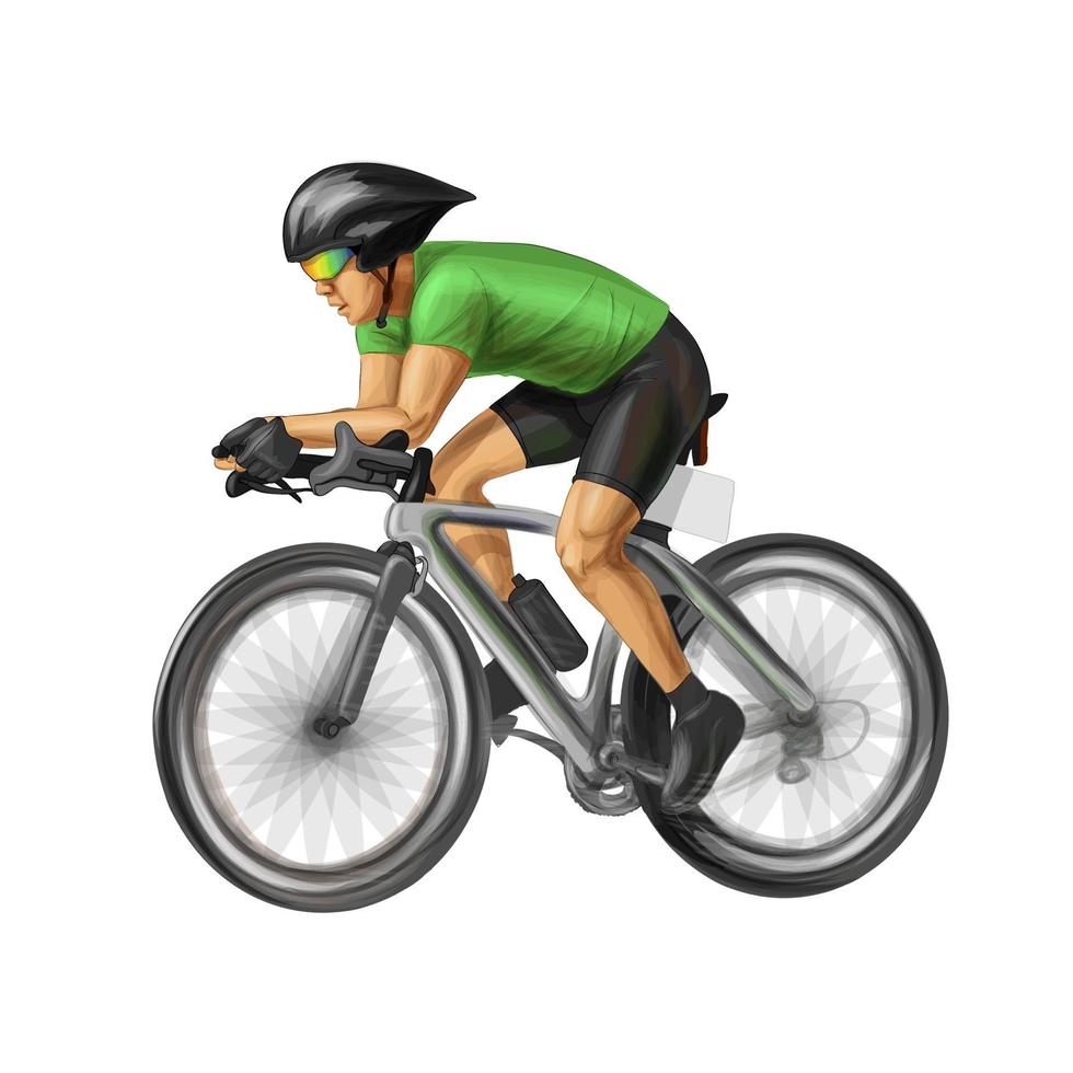 Abstract cyclist on a race track. Vector realistic illustration of paints
