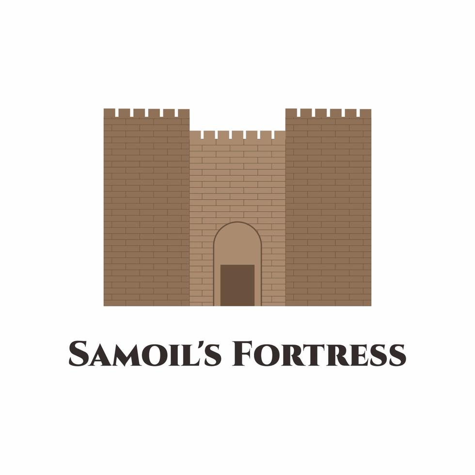 Samoil's Fortress cartoon flat element. A fortress in the old town of Ohrid, North Macedonia. This place is really beautiful, with a great view to the lake and the town. Recommended for tourist visit vector