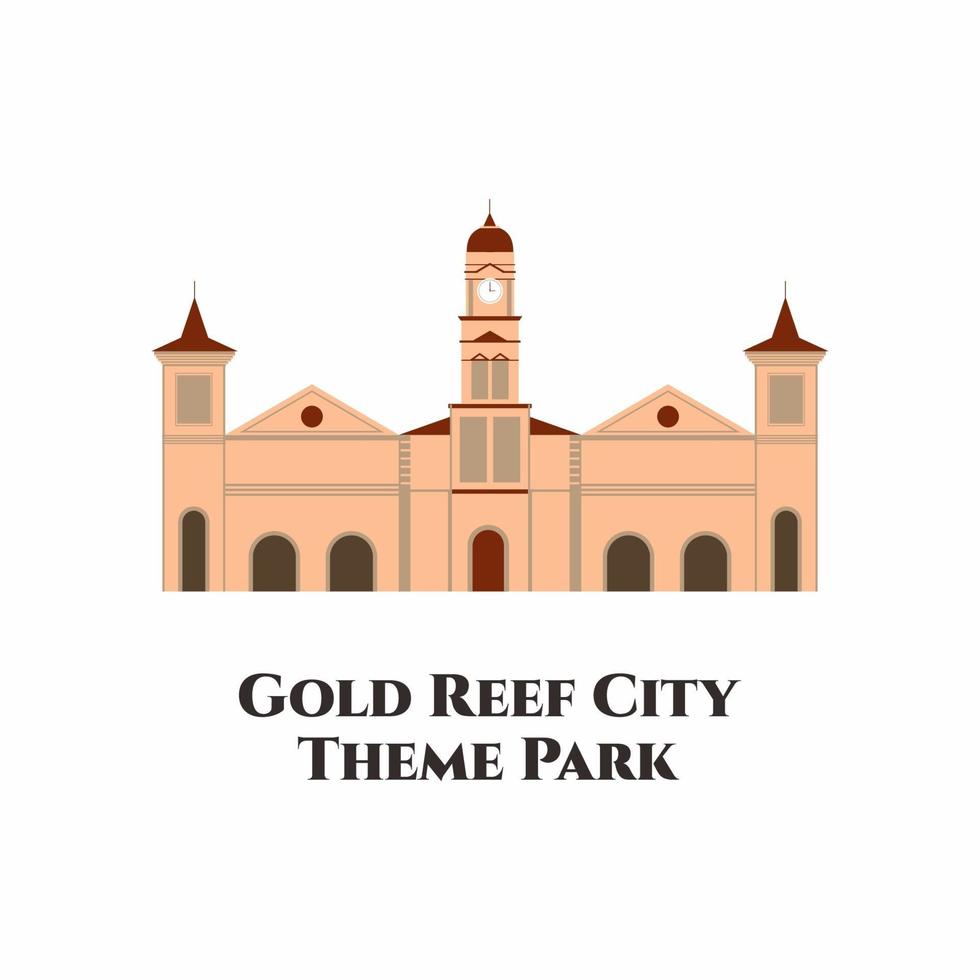 Gold Reef City is an amusement park in Johannesburg, South Africa. One of southern Africa's biggest and best theme parks, with rides and attractions for all ages. World tourist vacation concept vector