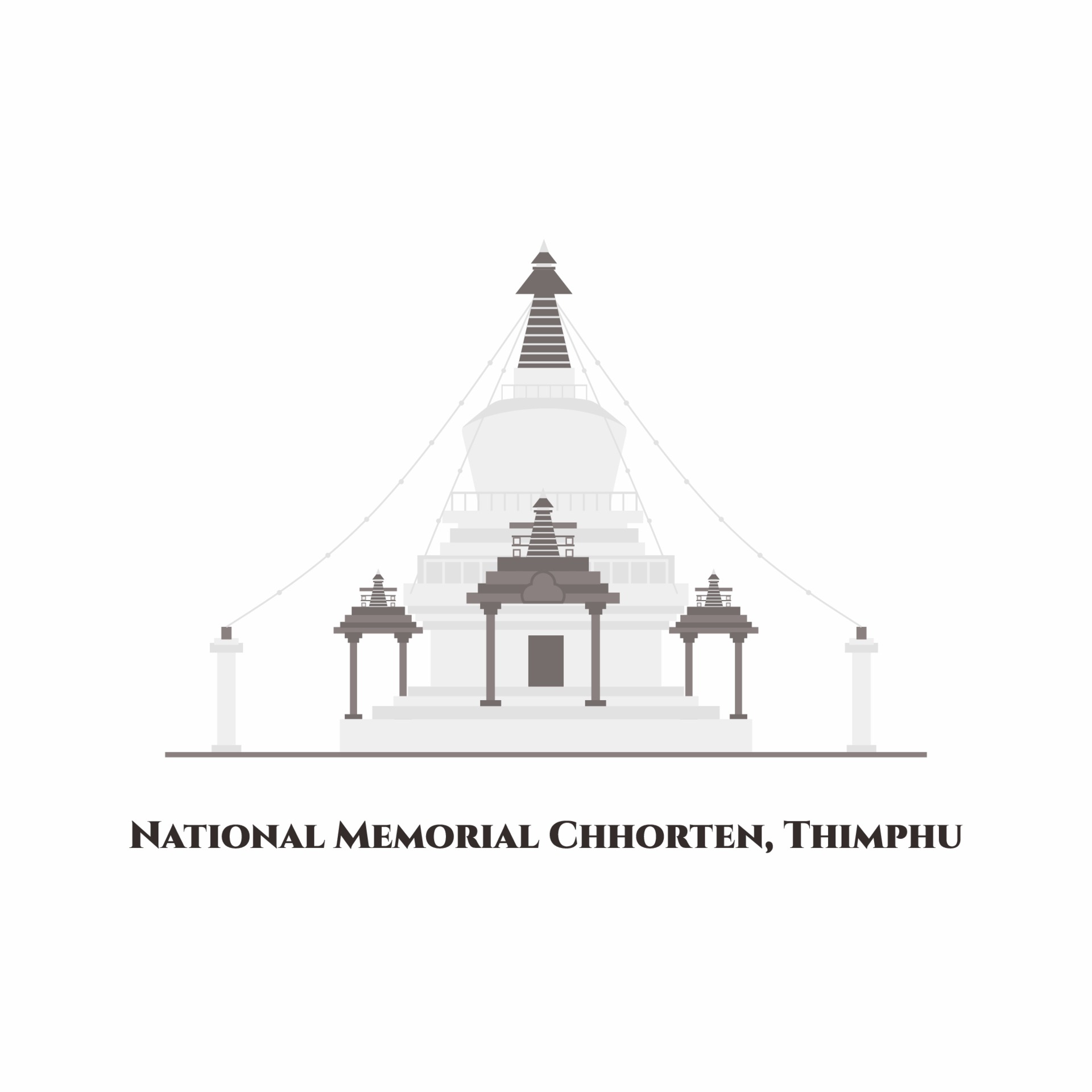National Memorial Chhorten in Thimphu, Bhutan. The Memorial Stupa, an unique architectural landmark attraction. It is dedicated to World Peace. One of the most visited sight. Vector flat cartoon 2219246 Vector Art National Memorial Chhorten in Thimphu, Bhutan. The Memorial Stupa, an unique architectural landmark attraction. It is dedicated to World Peace. One of the most visited sight. Vector flat cartoon 2219246 Vector Art