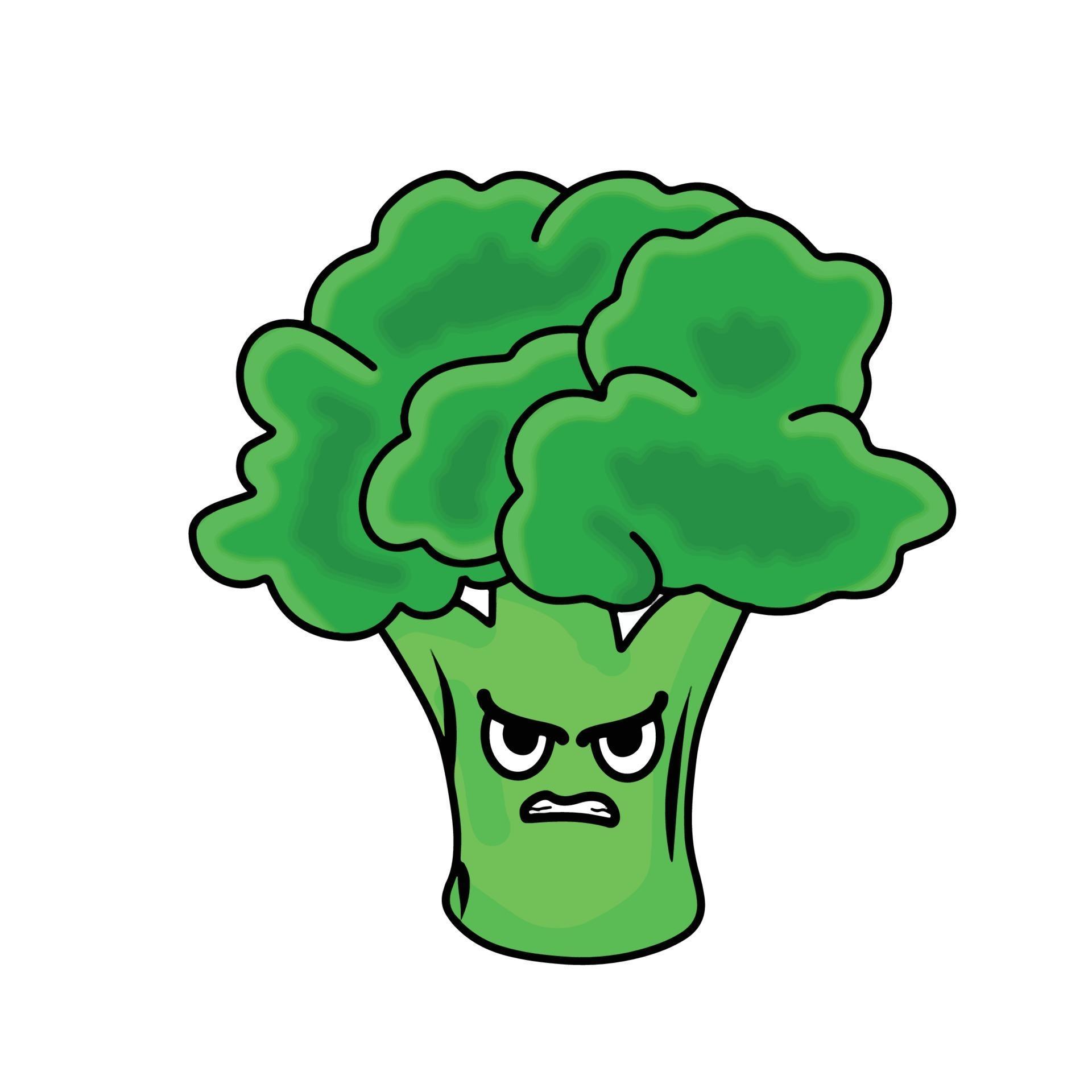 Angry Cute broccoli character vector template design illustration