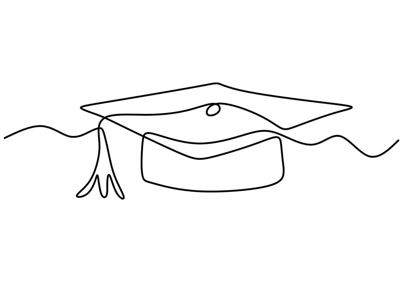 dibujo de línea continua del gorro de graduación. concepto de plantilla de icono de elemento de equipo de sombrero de graduación académica. Celebración ceremonia maestría academia posgrado dibujo esquema ilustración vectorial vector