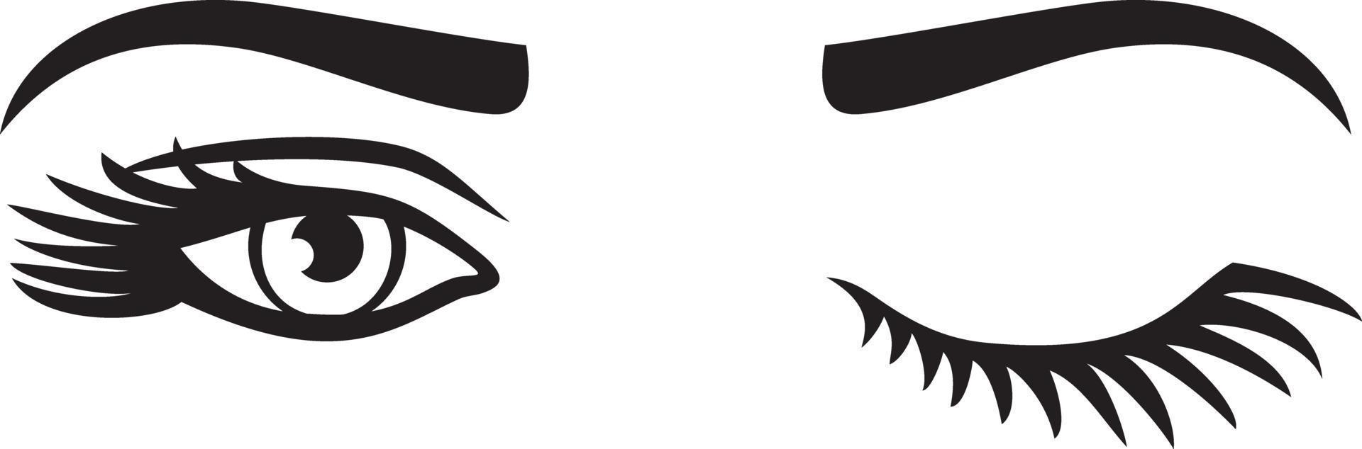 pestañas de mujer con ilustración de vector de guiño de cejas