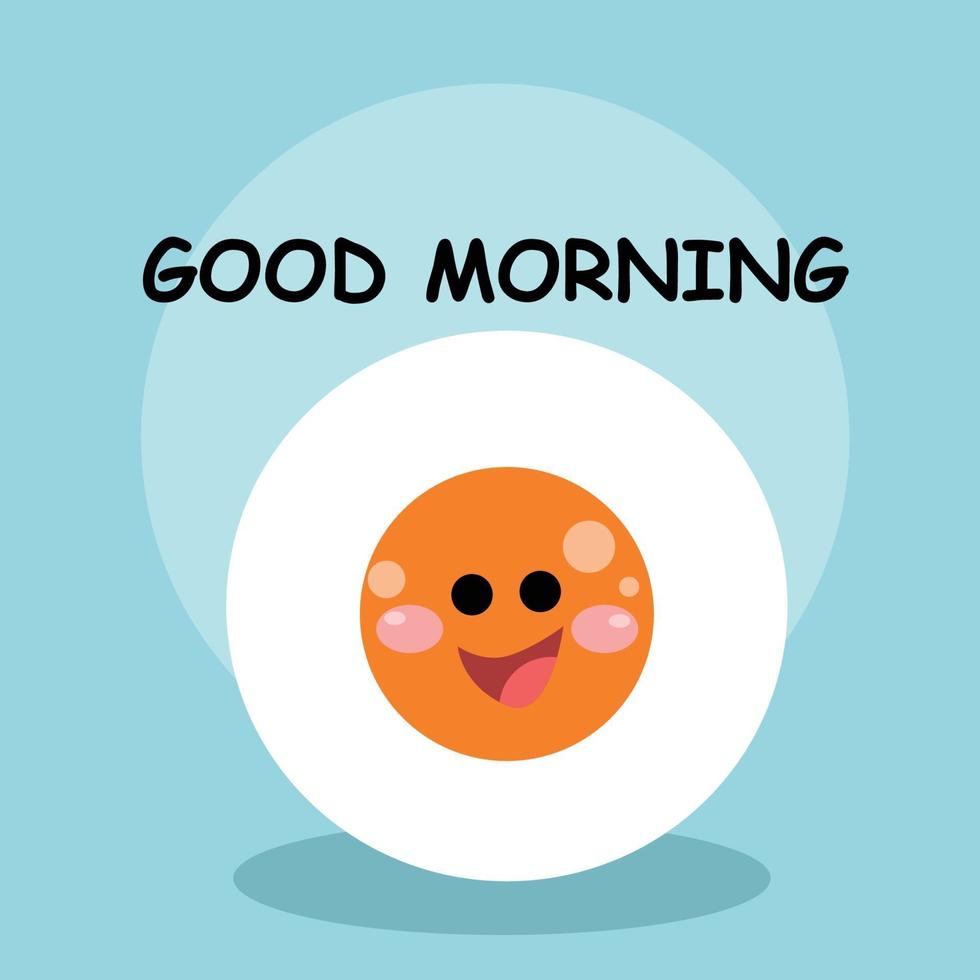 Cute egg smile good morning character vector template design ...