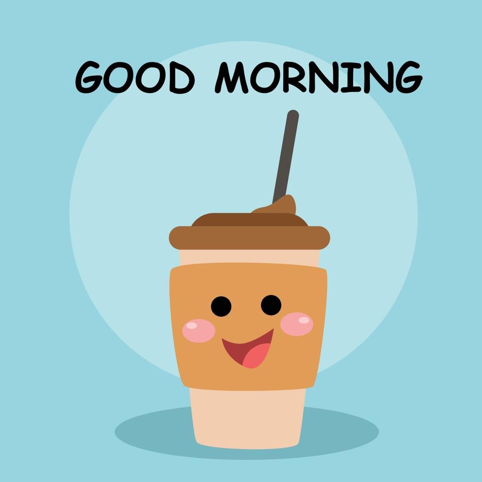 Cute shake good morning character vector template design ...