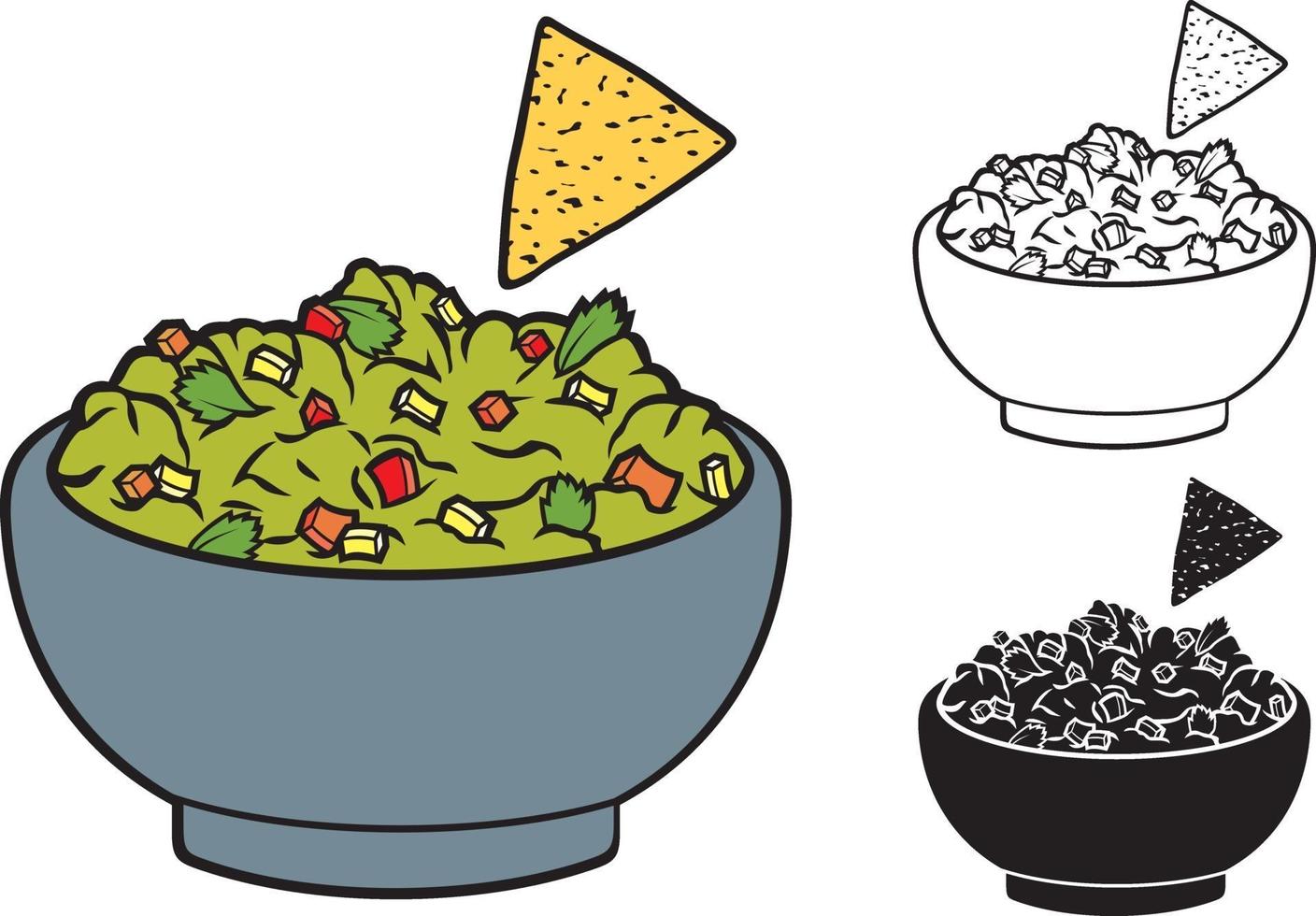 Ilustración de vector de guacamole y nachos