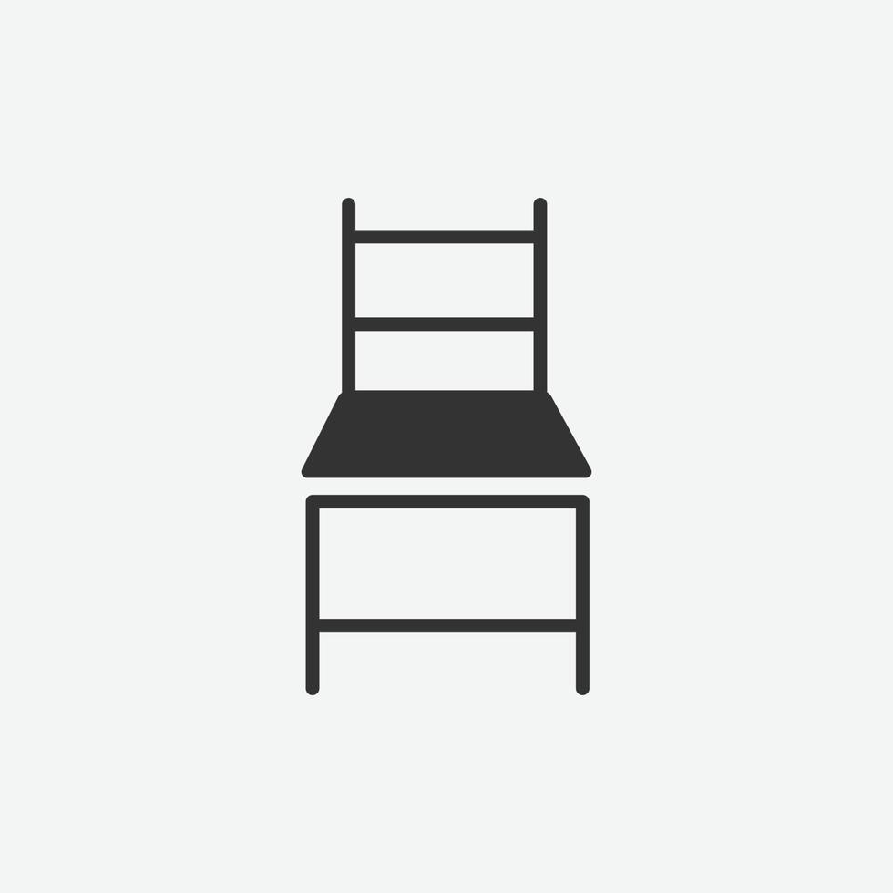 Vector illustration of chair icon on grey background