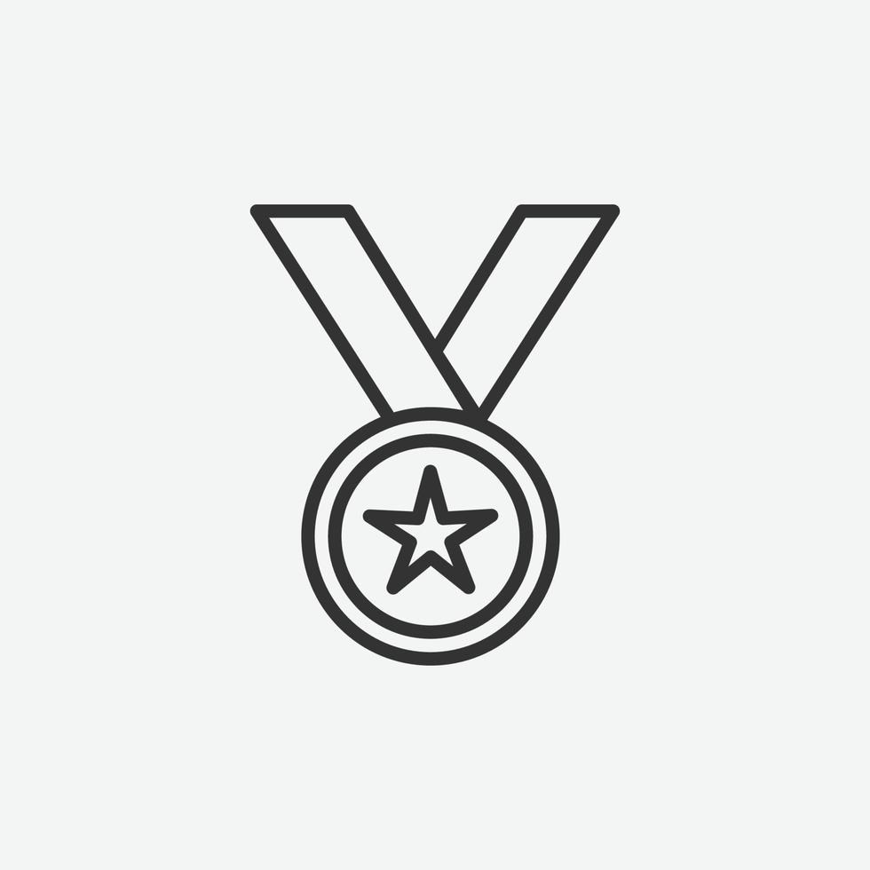 icono de medalla con estilo lineal estrella aislado sobre fondo gris. vector