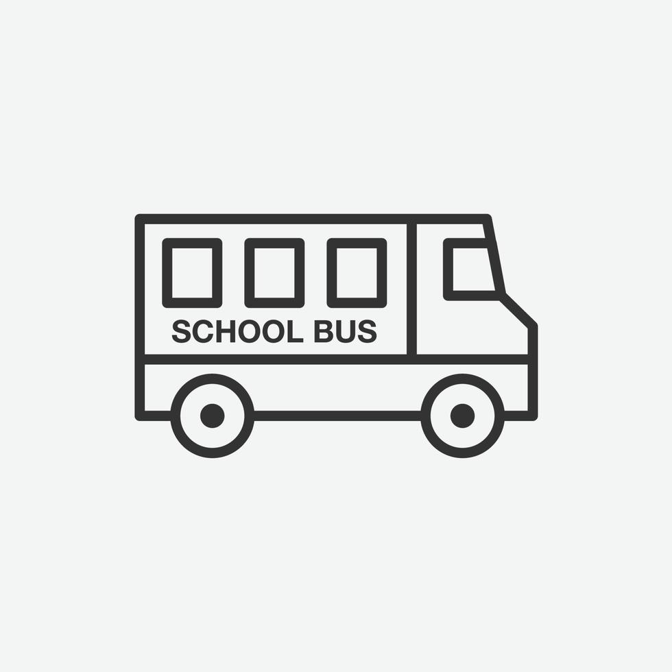 Vector illustration of school bus icon on grey background