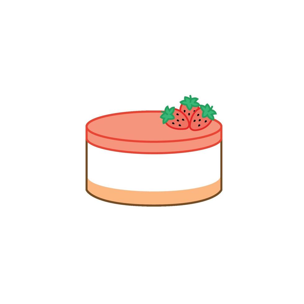 tarta de queso con icono de vector de fresa. dulce icono de ilustración vectorial. delicioso, postres firman icono.