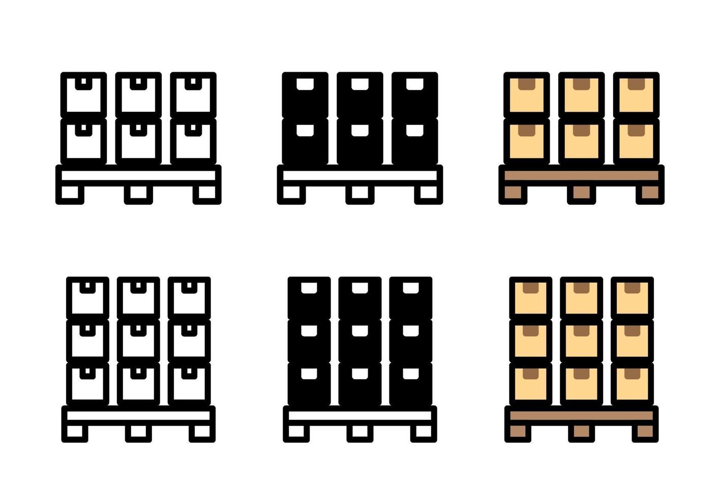 cajas en un conjunto de diseño de icono de paleta vector gratuito