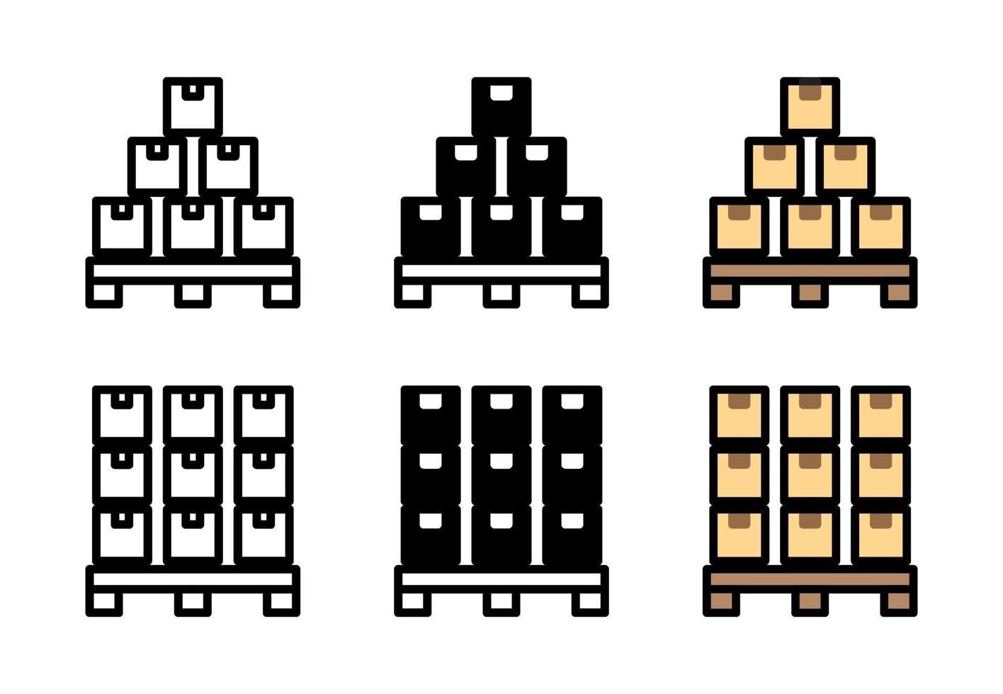 Boxes On a Pallet Icon Design Set Free Vector